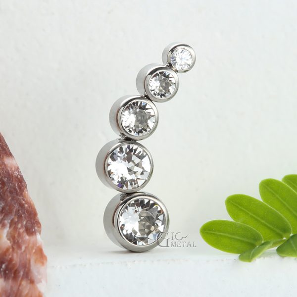 itanium Internally Threaded Bezel Set Swarovski Cluster End - Image 2