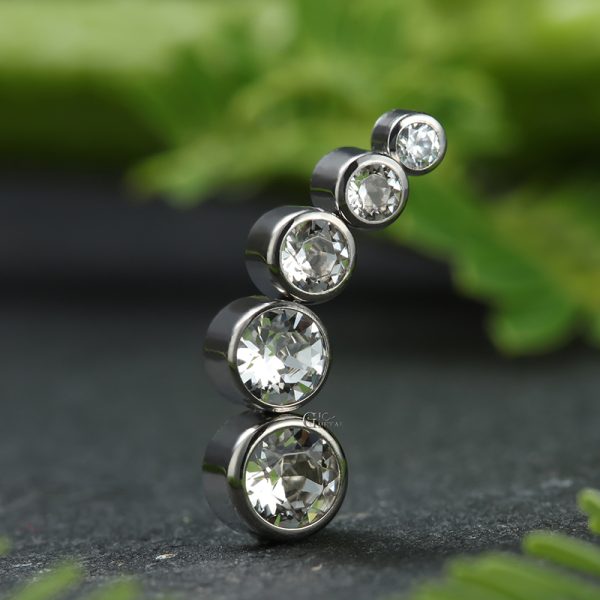 itanium Internally Threaded Bezel Set Swarovski Cluster End - Image 4