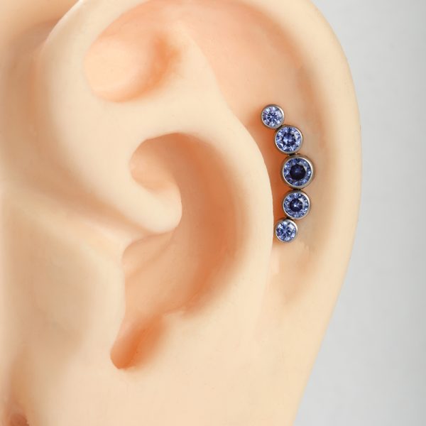 Titanium Crescent Gem Cluster End - Image 3