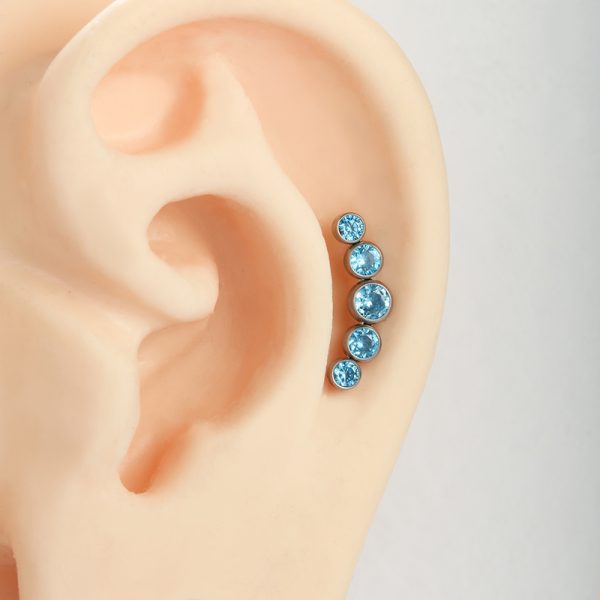 Titanium Crescent Gem Cluster End - Image 3