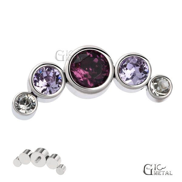 Internally Threaded Curved Bezel Set Crystal Titanium End - Image 3