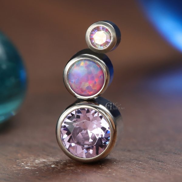 Titanium Internally Threaded Bezel Set Trio Gem End - Image 2