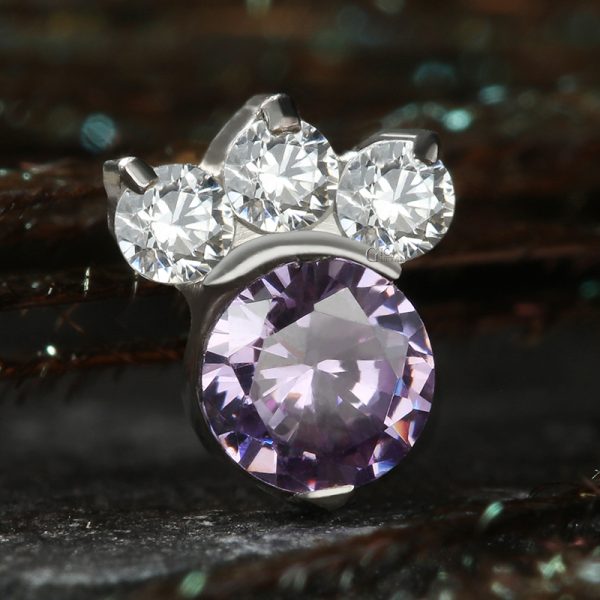 Titanium Threaded Gemmed Cluster CZ End - Image 4