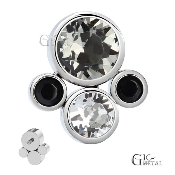 Titanium Internally Threaded Bezel Set Crystal Cluster End - Image 2