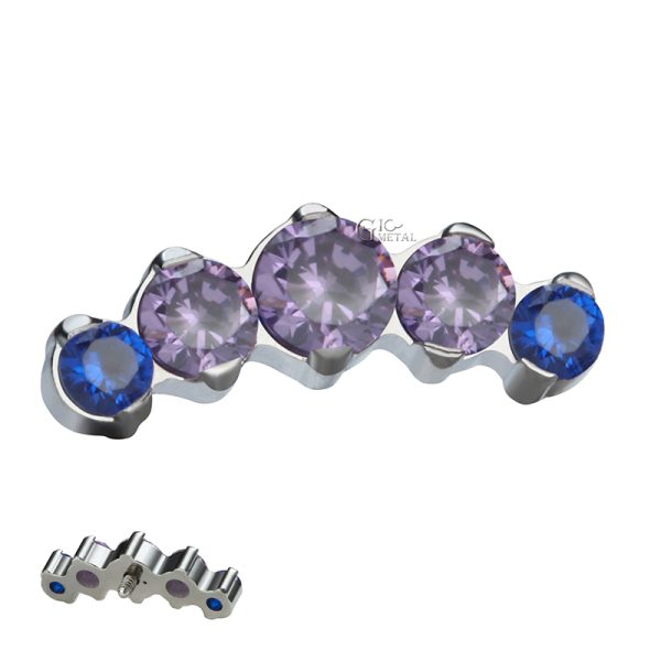 Titanium Internally Threaded Curved Cluster Prong Set Cubic Zircon End - Image 2