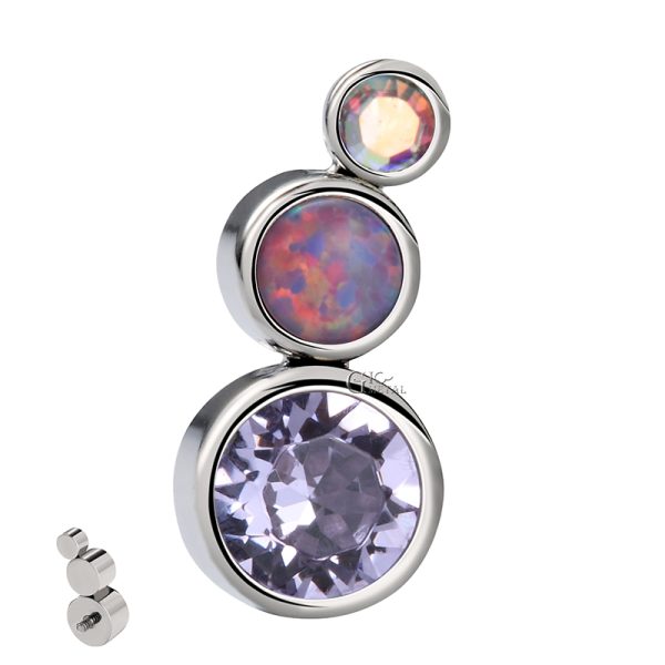 Titanium Internally Threaded Bezel Set Trio Gem End - Image 4
