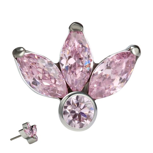 Titanium Threadless Triple Marquise Gemmed End - Image 2
