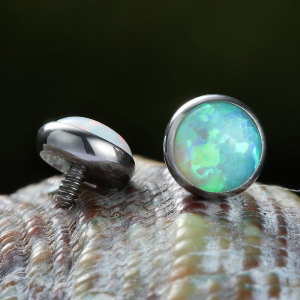 Titanium Internally Threaded Beze Set Disc Opal End - Image 3