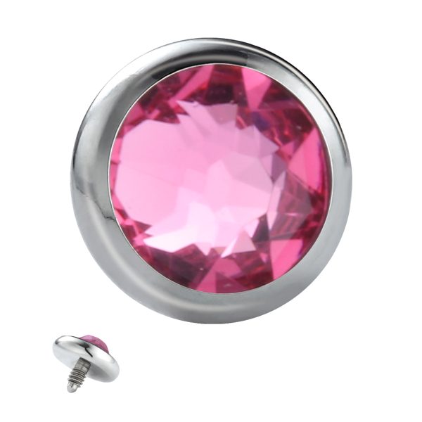 Titanium Threaded End with Pink Crystal - Image 4