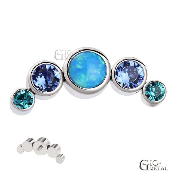 Titanium Internally Threaded Curved Cluster Opal End - Image 2