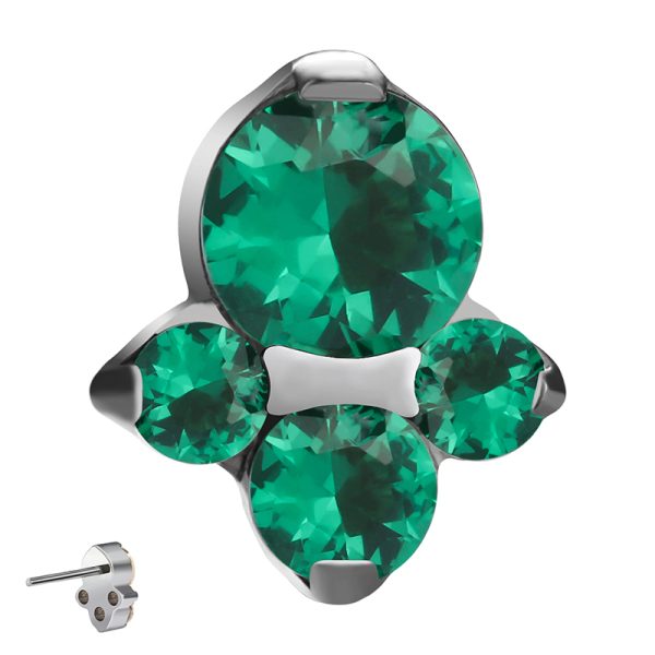 Titanium Threadless Green Gem Top End - Image 2