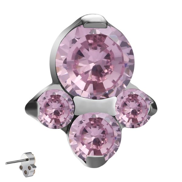 Titanium Threadless Prong Set Cluster CZ End - Image 2