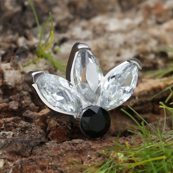Titanium Internally Threaded Triple Marquise CZ Ends - Image 3