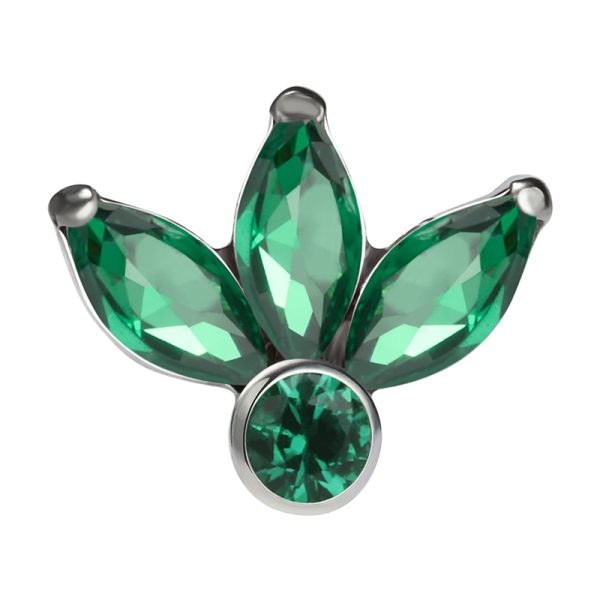 Threadless Triple Marquise Green CZ Titanium Attachment - Image 2