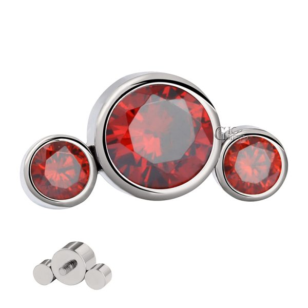 Internally Threaded Trio Garnet Gem Cluster End - Image 2