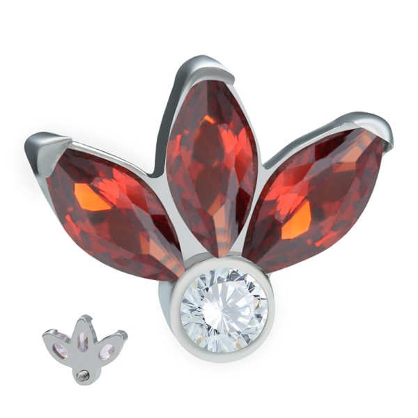 Titanium Internally Threaded Triple Marquise Gemmed with Bezel set End - Image 2