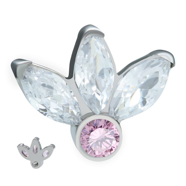 Titanium Internally Threaded Triple Marquise Claw Set Gemmed End - Image 2
