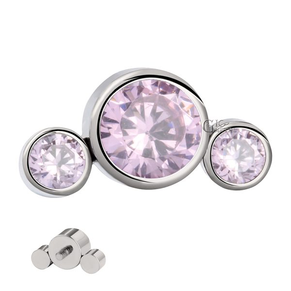 Internally Threaded Trio Pink Gem Cluster End - Image 2