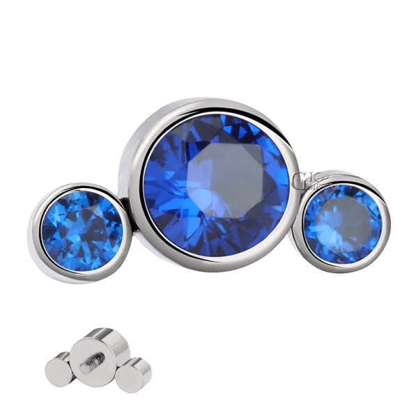 Internally Threaded Trio Sapphire Gem Cluster End - Image 2