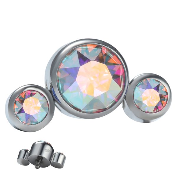 Titanium Internally Threaded Trio Gem Cluster End - Image 2