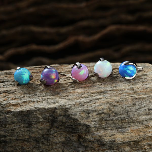 Three Prong Set Round Opal Titanium End - Image 3