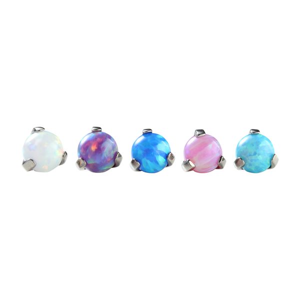 Titanium Internally Threaded Three Prong Set Opal End - Image 3