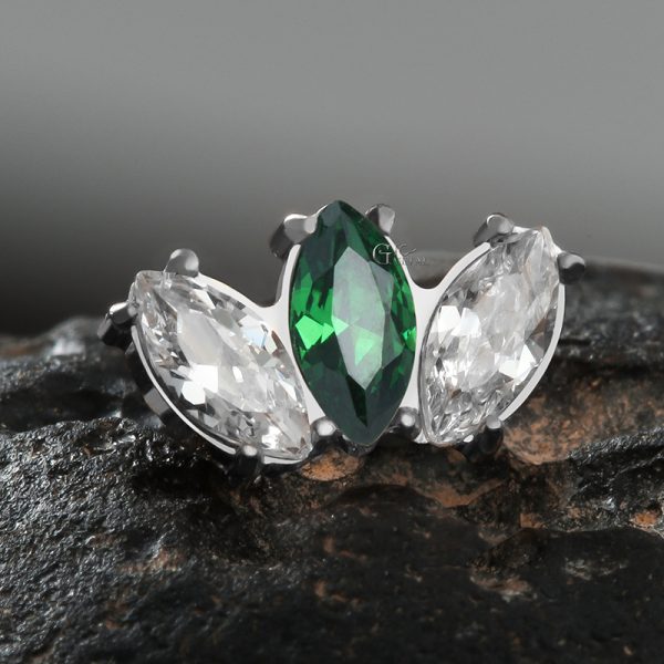 Titanium Theadless Marquise Fan CZ End - Image 4