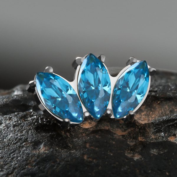 Titanium Theadless Trio Marquise Gem End - Image 4