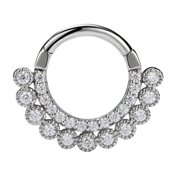 White Gold Double Row Gemmed Clicker - Image 2