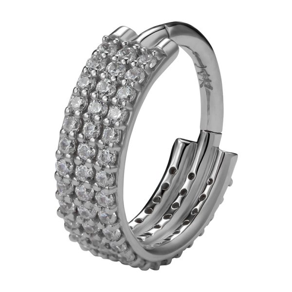 White Gold Triple Gemmed Clicker - Image 2