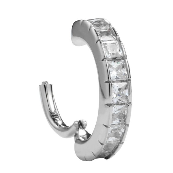 White Gold Side-Set Gemmed Clicker - Image 2
