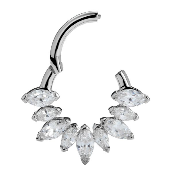 White Gold Marquise Clicker - Image 2