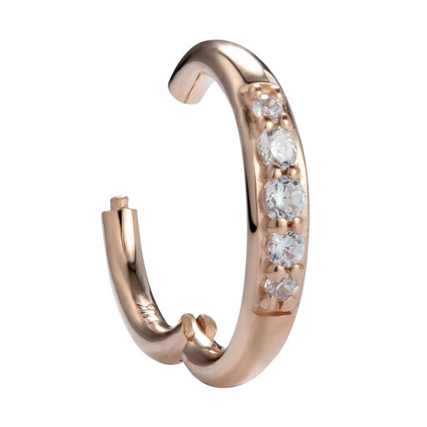 Rose Gold Side-Set Gem Clicker - Image 2