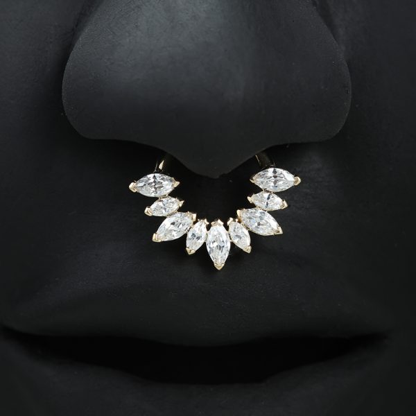 Yellow Gold Marquise Clicker - Image 6