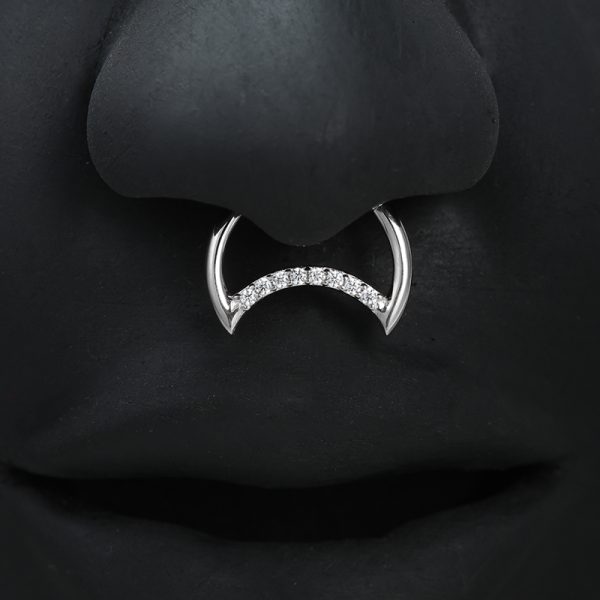 White Gold Gemmed Moon Clicker - Image 4