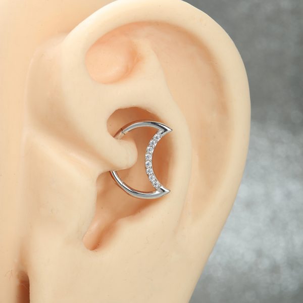 White Gold Gemmed Moon Clicker - Image 5