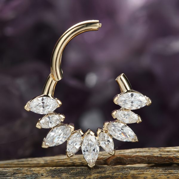 Yellow Gold Marquise Clicker - Image 5