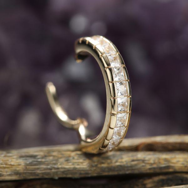 Yellow Gold Side-Set Gemmed Clicker - Image 5