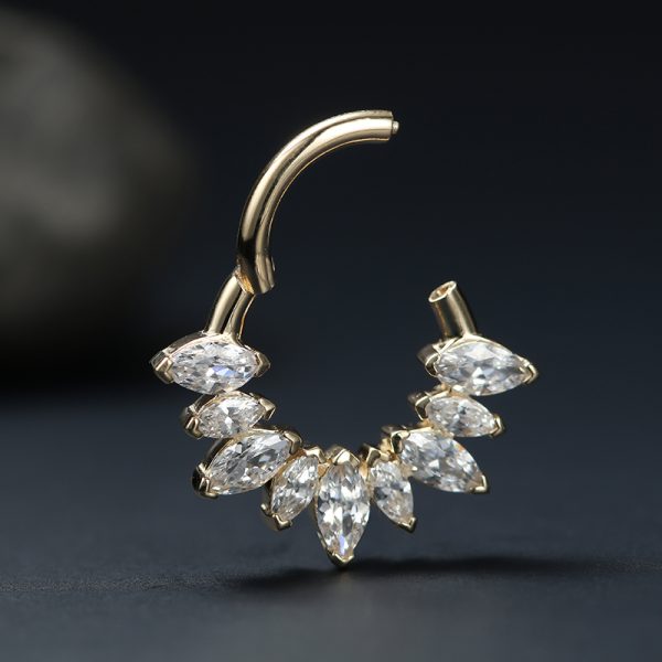 Yellow Gold Marquise Clicker - Image 3
