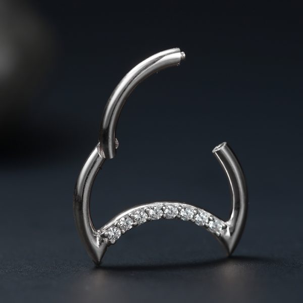 White Gold Gemmed Moon Clicker - Image 3