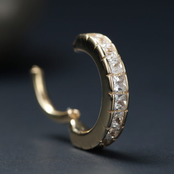 Yellow Gold Side-Set Gemmed Clicker - Image 4