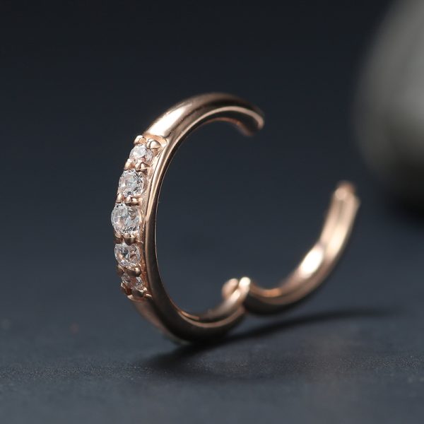 Rose Gold Side-Set Gem Clicker - Image 3