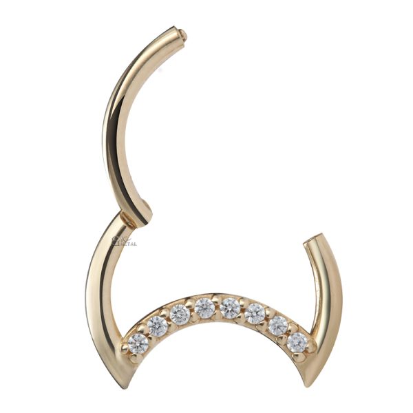 Yellow Gold Gemmed Moon Clicker - Image 2