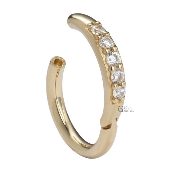 Yellow Gold Side-Set Gem Clicker - Image 2