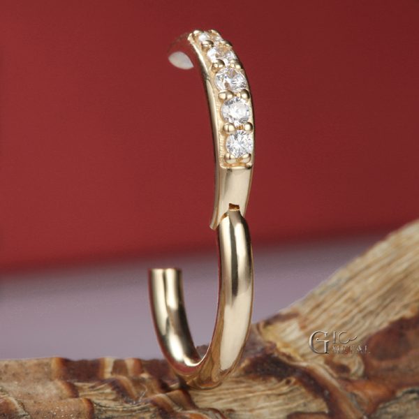 Yellow Gold Side-Set Gem Clicker - Image 3