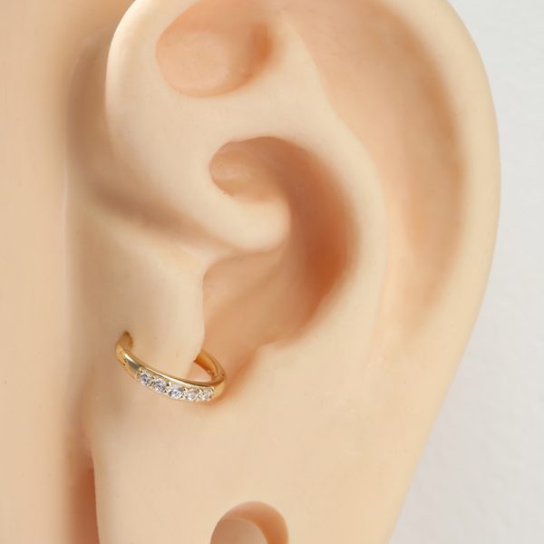 Yellow Gold Side-Set Gem Clicker - Image 5