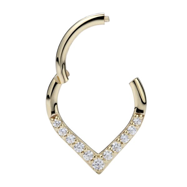 Yellow Gold Gemmed Teardrop Clicker - Image 2