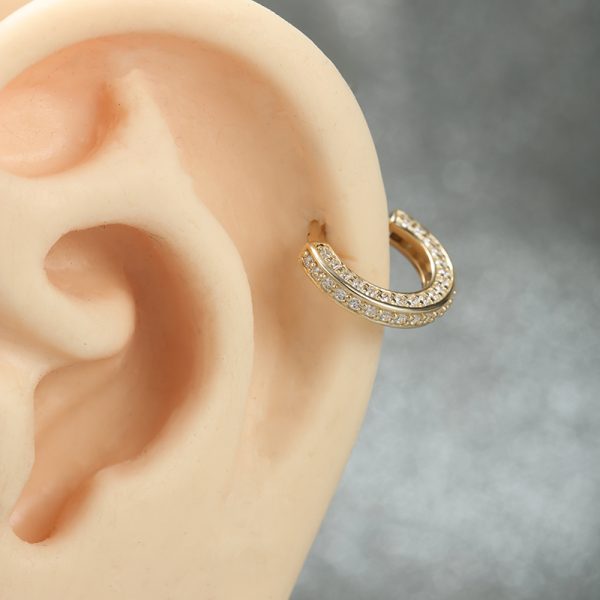 Yellow Gold Gemmed Halo Clicker - Image 6