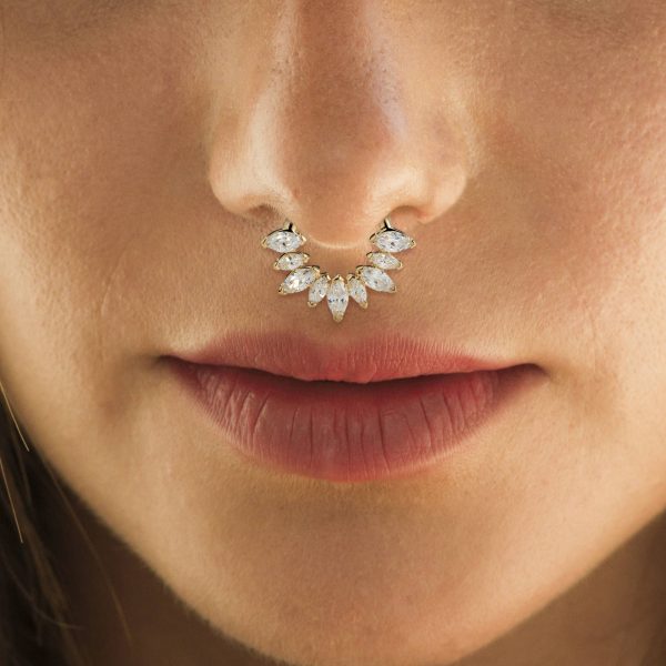 Yellow Gold Marquise Clicker - Image 7