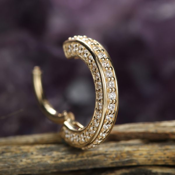 Yellow Gold Gemmed Halo Clicker - Image 4
